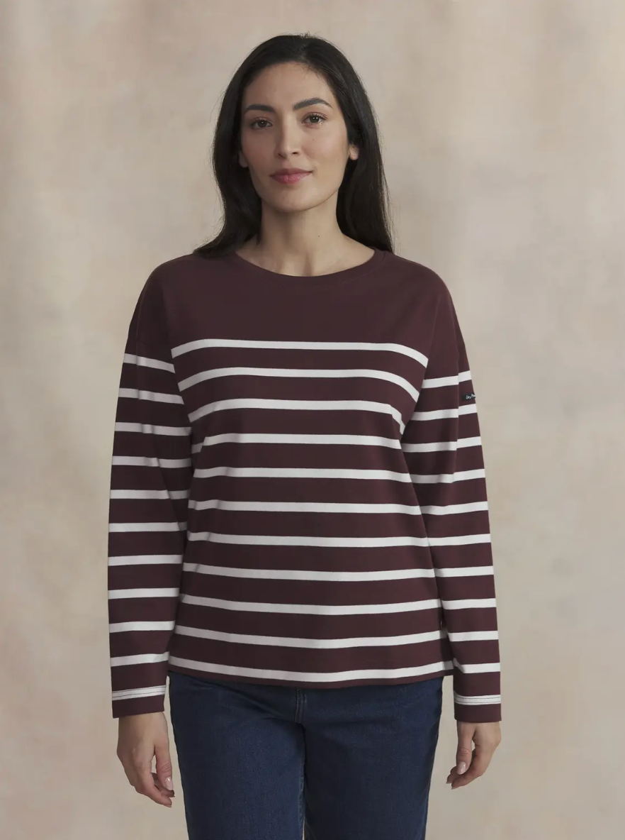 Marinière YANNATEE TBS brun et écru – portée de face