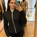 Veste bomber zippé en jersey lourd Ypola - Noire - SUN VALLEY FEMME