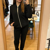 Veste bomber zippé en jersey lourd Ypola - Noire - SUN VALLEY FEMME