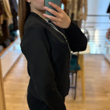 Veste bomber zippé en jersey lourd Ypola - Noire - SUN VALLEY FEMME