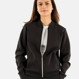 Veste bomber zippé en jersey lourd Ypola - Noire - SUN VALLEY FEMME