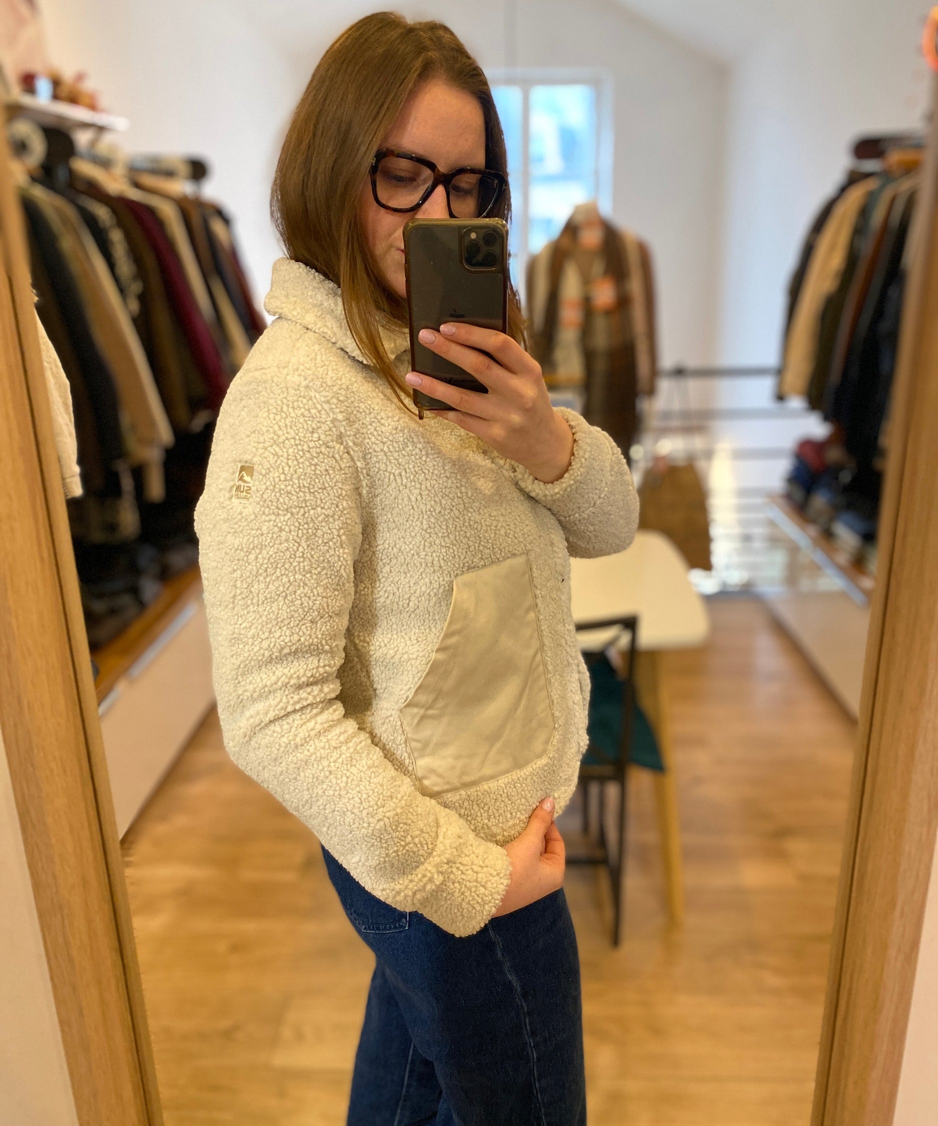 Veste boutonnée polaire sherpa Dreglie - Beige clair - SUN VALLEY FEMME