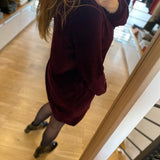 Robe courte col zippée en velours - Bordeaux - I.CODE