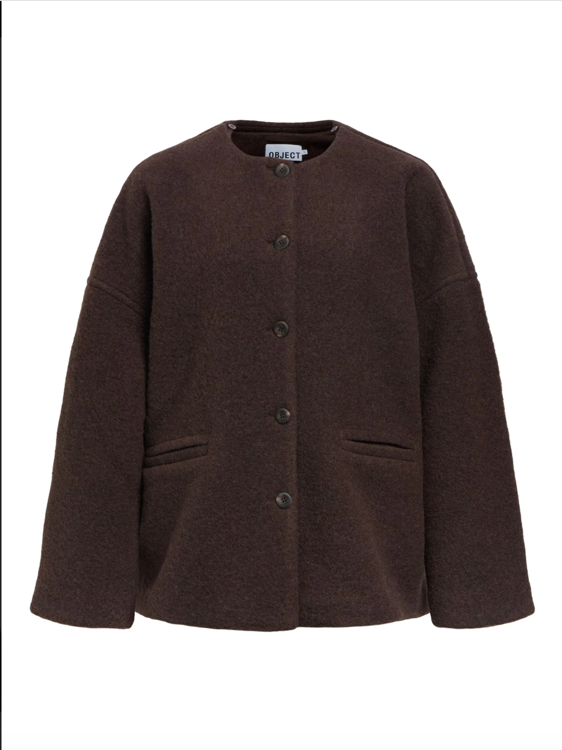 Veste OBJMAISE OBJECT marron Seal Brown – vue produit de face sans écharpe