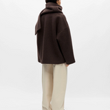 Veste OBJMAISE OBJECT marron – vue portée de dos avec écharpe