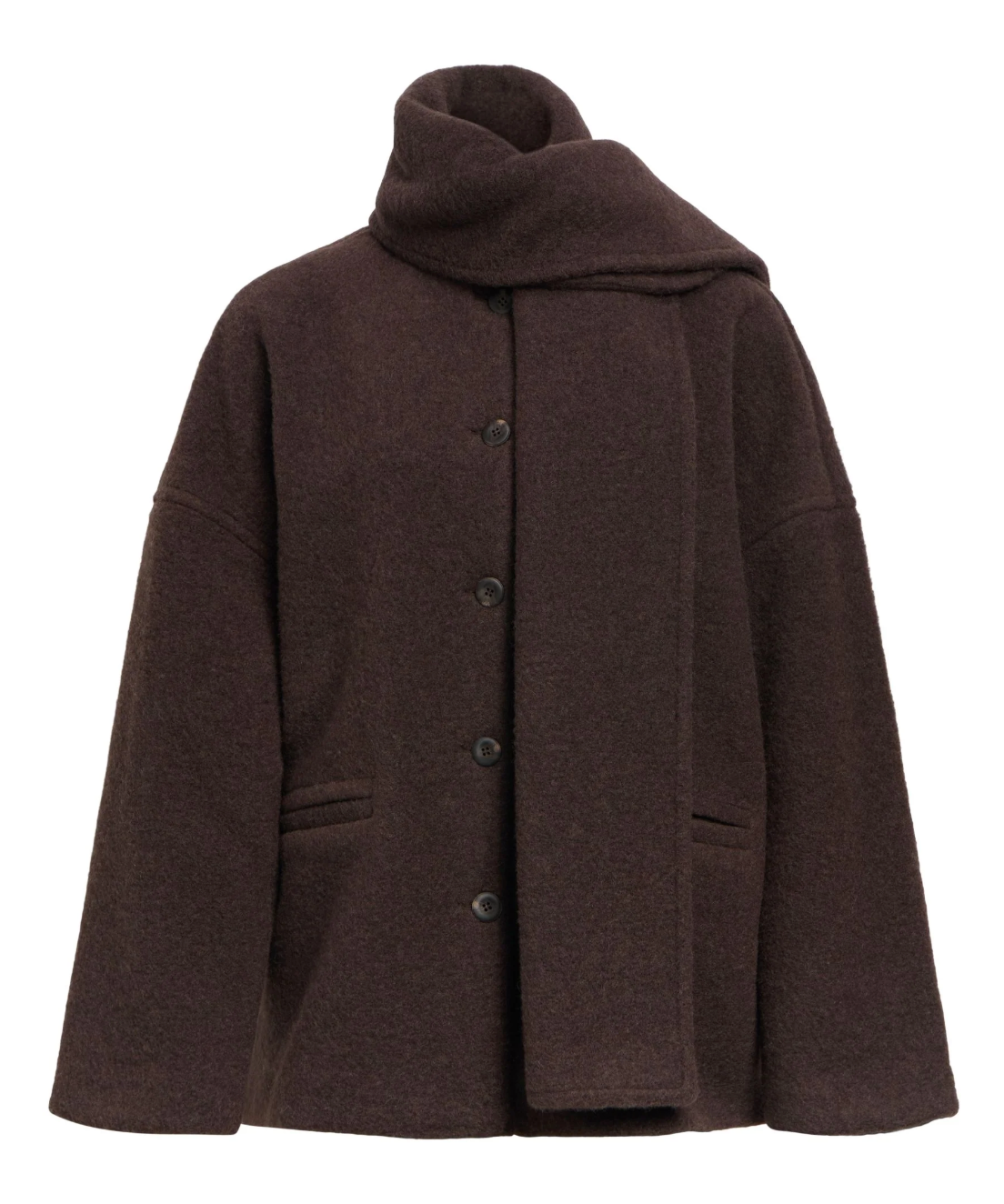 Veste OBJMAISE OBJECT marron – vue produit de face avec écharpe