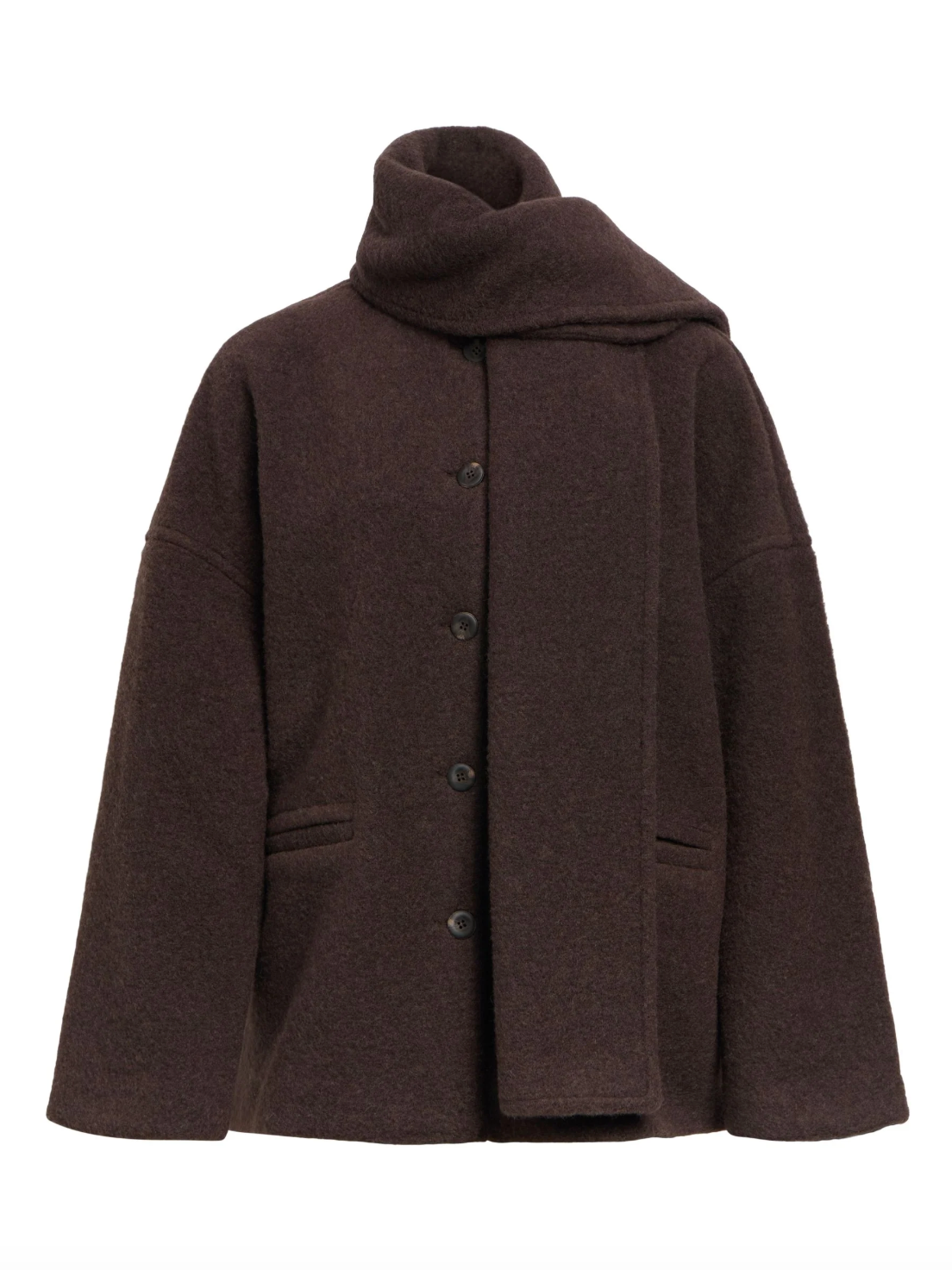 Veste OBJMAISE OBJECT marron – vue produit de face avec écharpe