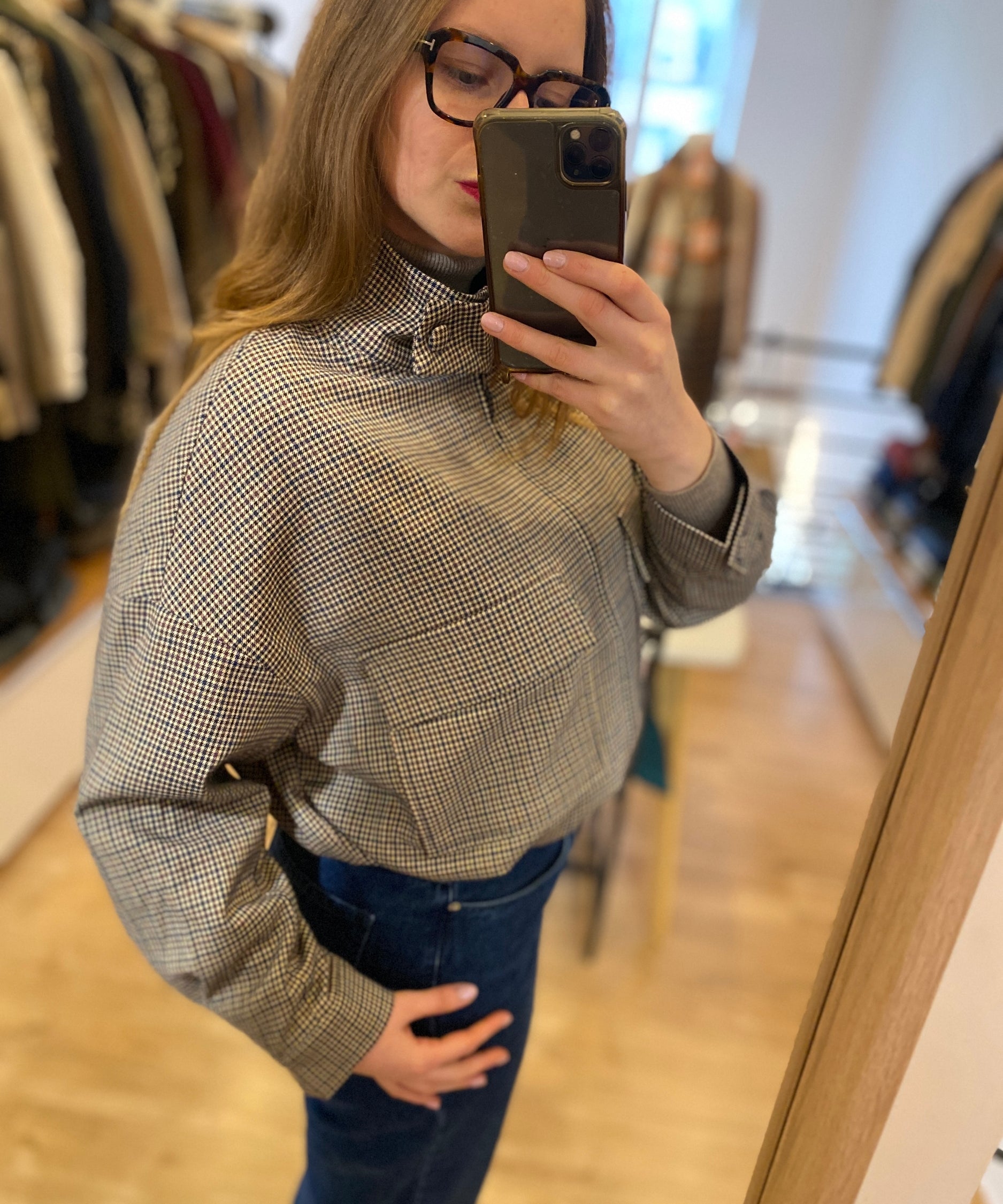 Veste courte à carreaux zippée Dario - Beige - SUNCOO