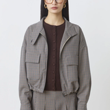 Veste courte à carreaux zippée Dario - Beige - SUNCOO