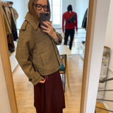 Veste courte carreaux en laine double boutonnage Erin- Camel - SUNCOO