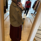 Veste courte carreaux en laine double boutonnage Erin- Camel - SUNCOO