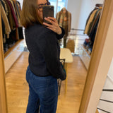 Veste courte droite en laine Denzel - Bleu nuit - SUNCOO