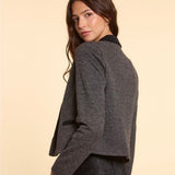 Veste courte maille faux-uni - Noir - I.Code