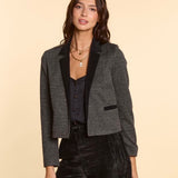 Veste courte maille faux-uni - Noir - I.Code