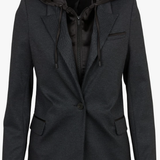 Fitted hooded blazer - Anthracite grey - IKKS WOMEN