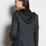 Fitted hooded blazer - Anthracite grey - IKKS WOMEN