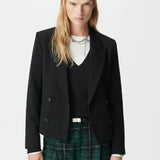 Veste de tailleur courte double boutonnage - Noire - IKKS WOMEN