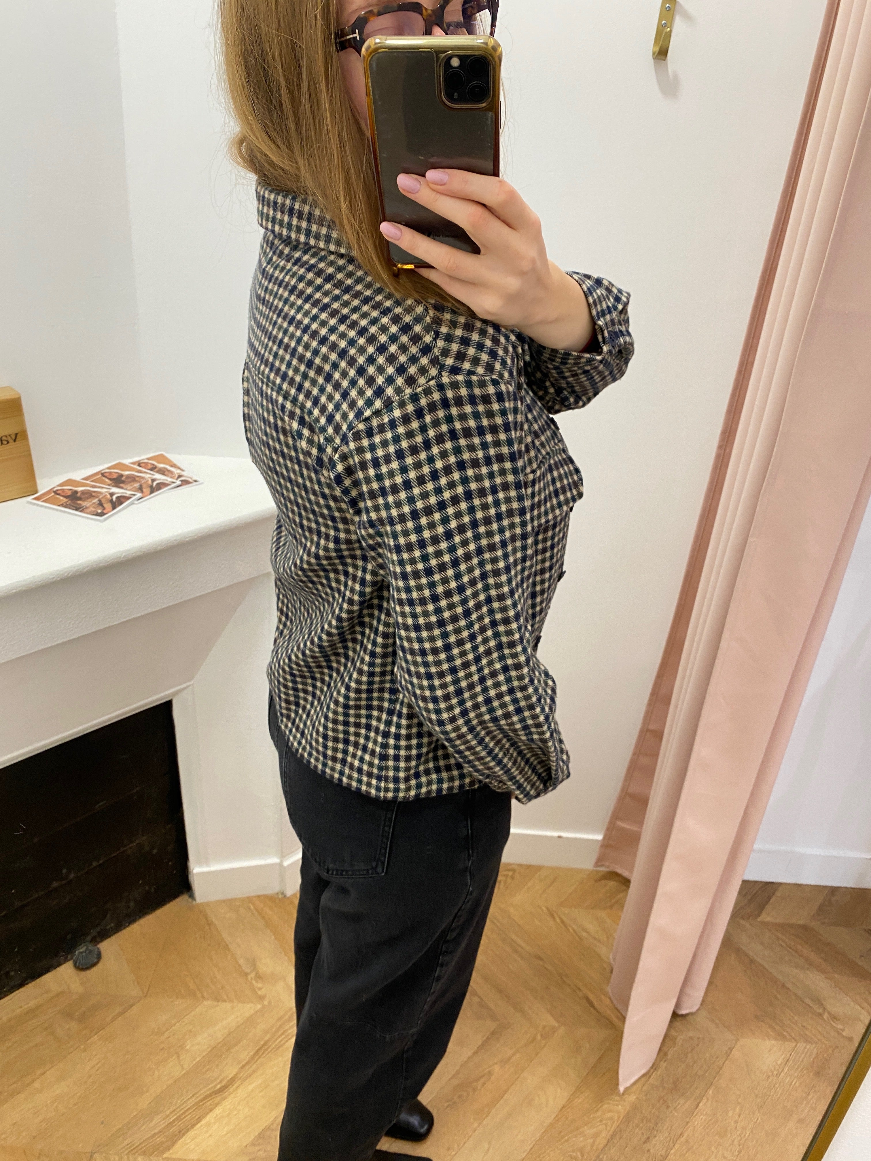 Veste courte à carreaux Lola Espeleta – vue portée de profil