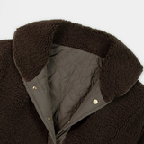 Veste réversible MAYSAVES TBS brun – détail intérieur matelassé et col sherpa