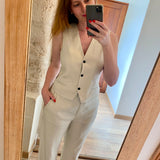 Sleeveless Stretch Gilet - Silky Stone - MARC O'POLO WOMEN