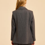 Veste tailleur chevron femme - Gris chiné anthracite - I.CODE
