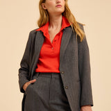 Veste tailleur chevron femme - Gris chiné anthracite - I.CODE