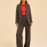 Veste tailleur chevron femme - Gris chiné anthracite - I.CODE