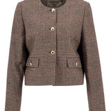 Veste tailleur Corina sans col - Carreaux marron - BARBOUR FEMME