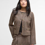 Veste tailleur Corina sans col - Carreaux marron - BARBOUR FEMME