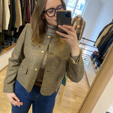 Veste tailleur Corina sans col - Carreaux marron - BARBOUR FEMME