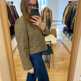 Veste tailleur Corina sans col - Carreaux marron - BARBOUR FEMME