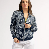 Veste teddy imprimée femme Ylio - Bleu marine - Sun Valley femme