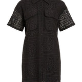 Robe courte brodée à manches courtes Vimerinda - BLACK - VILA