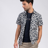Chemise manches courtes imprimé fleurs Sigan - Marine Foncé - Sun Valley homme
