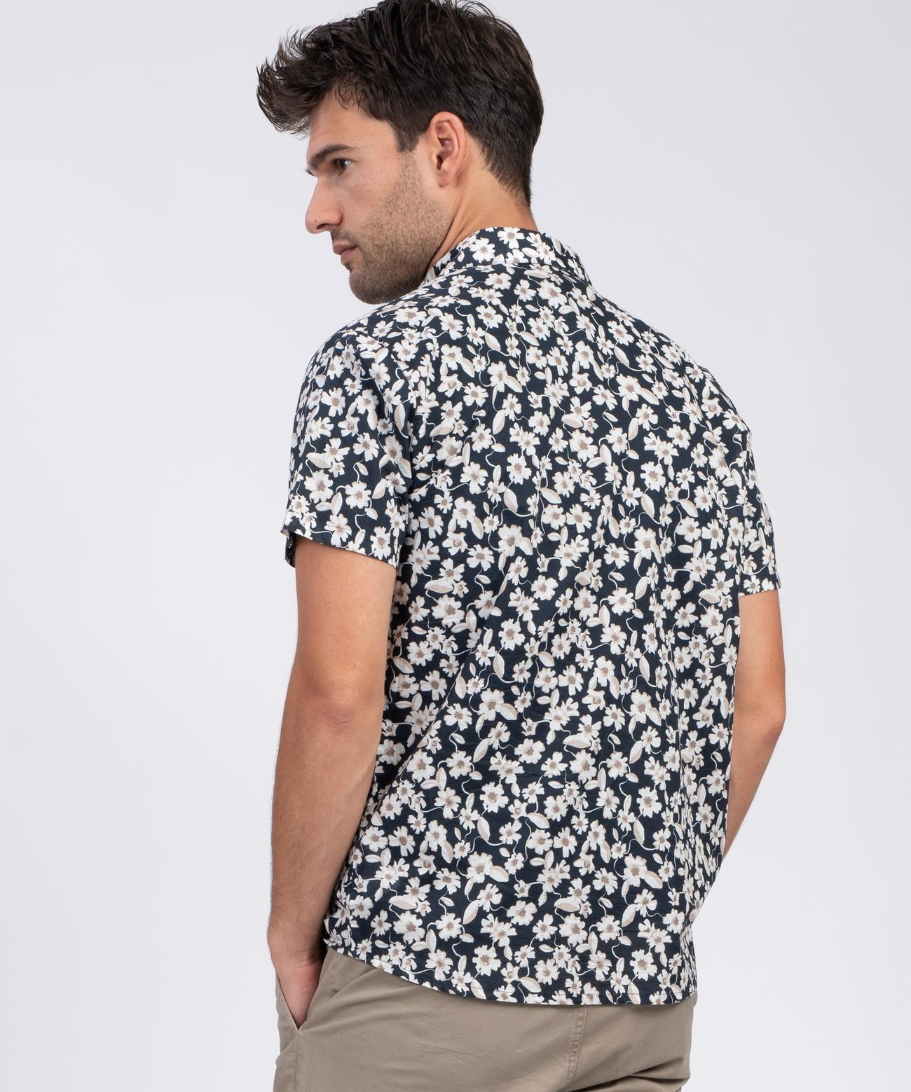 Chemise manches courtes imprimé fleurs Sigan - Marine Foncé - Sun Valley homme