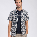 Chemise manches courtes imprimé fleurs Sigan - Marine Foncé - Sun Valley homme