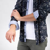 Chemise manches longues imprimée Aelos - Marine - SUN VALLEY HOMME