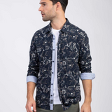 Chemise manches longues imprimée Aelos - Marine - SUN VALLEY HOMME