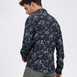 Chemise manches longues imprimée Aelos - Marine - SUN VALLEY HOMME