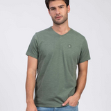 T-shirt col V Cinna - Kaki foncé - SUN VALLEY HOMME