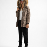 Parka touché peau de pêche avec capuche Ystria - Chataigne - Sun Valley femme