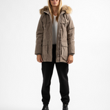 Parka touché peau de pêche avec capuche Ystria - Chataigne - Sun Valley femme