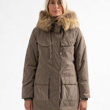 Parka touché peau de pêche avec capuche Ystria - Chataigne - Sun Valley femme