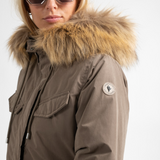Parka touché peau de pêche avec capuche Ystria - Chataigne - Sun Valley femme
