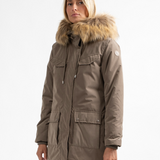 Parka touché peau de pêche avec capuche Ystria - Chataigne - Sun Valley femme